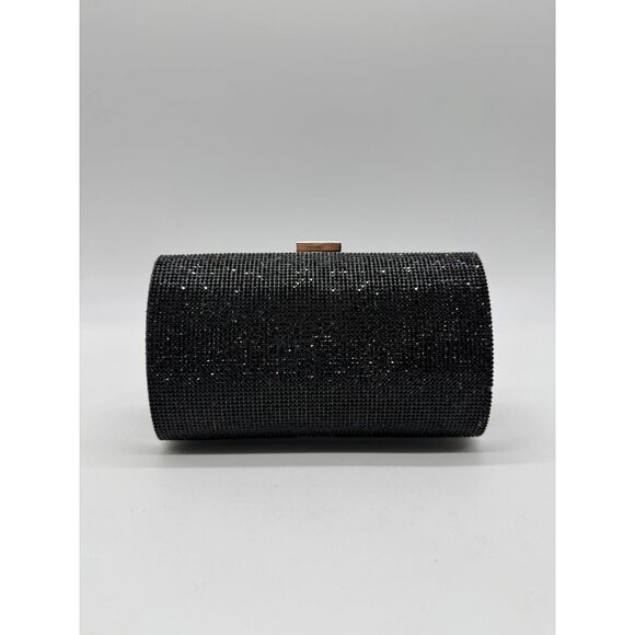 INC Ranndi embellished crystal women's clutch minaudiere evening bag - BLACK - Picture 2 of 9